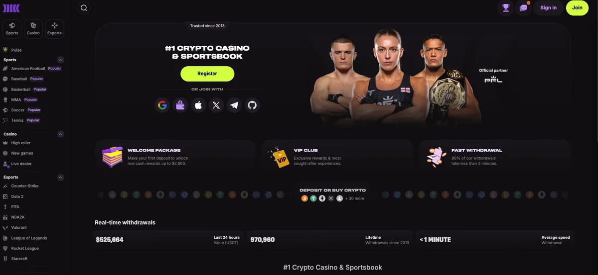 Cloudbet 入金画面